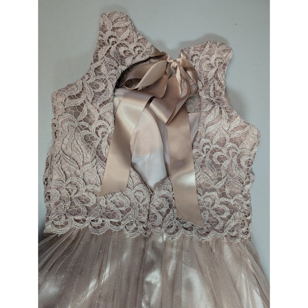 Morgan & Co Formal Gown Dress 5/6 Pink Gold Lace Tulle Satin Maxi Prom Evening - Picture 12 of 16